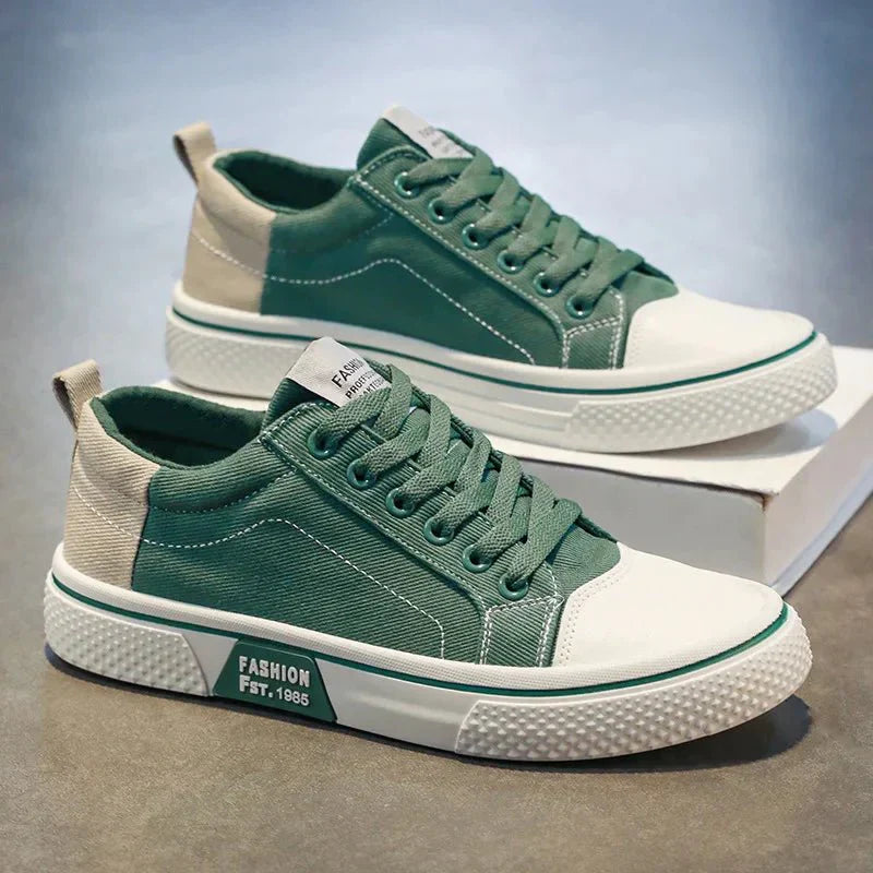 Herr Sneakers Med Canvas Ovandel Och Gummisula