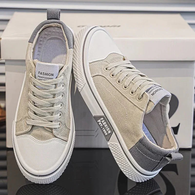 Herr Sneakers Med Canvas Ovandel Och Gummisula