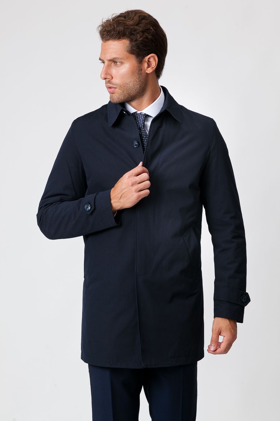 Herr Vinter Trenchcoat Blå Navy Med Nylonfoder