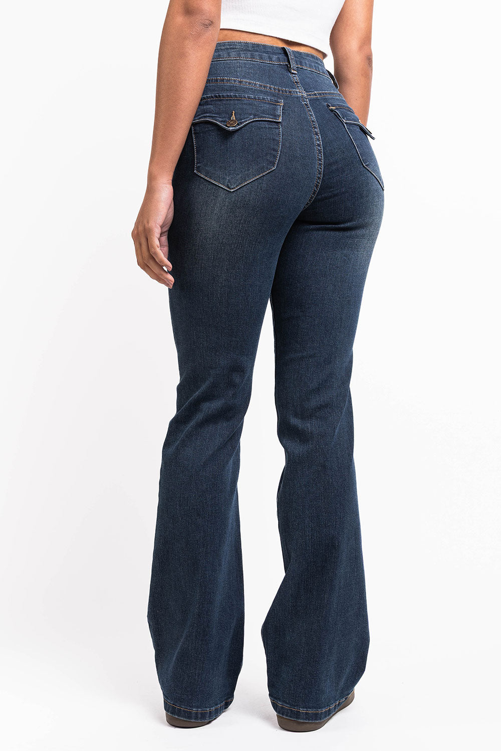 Damjeans Med Hög Midja Och Bootcut, Fram- Och Bakfickor