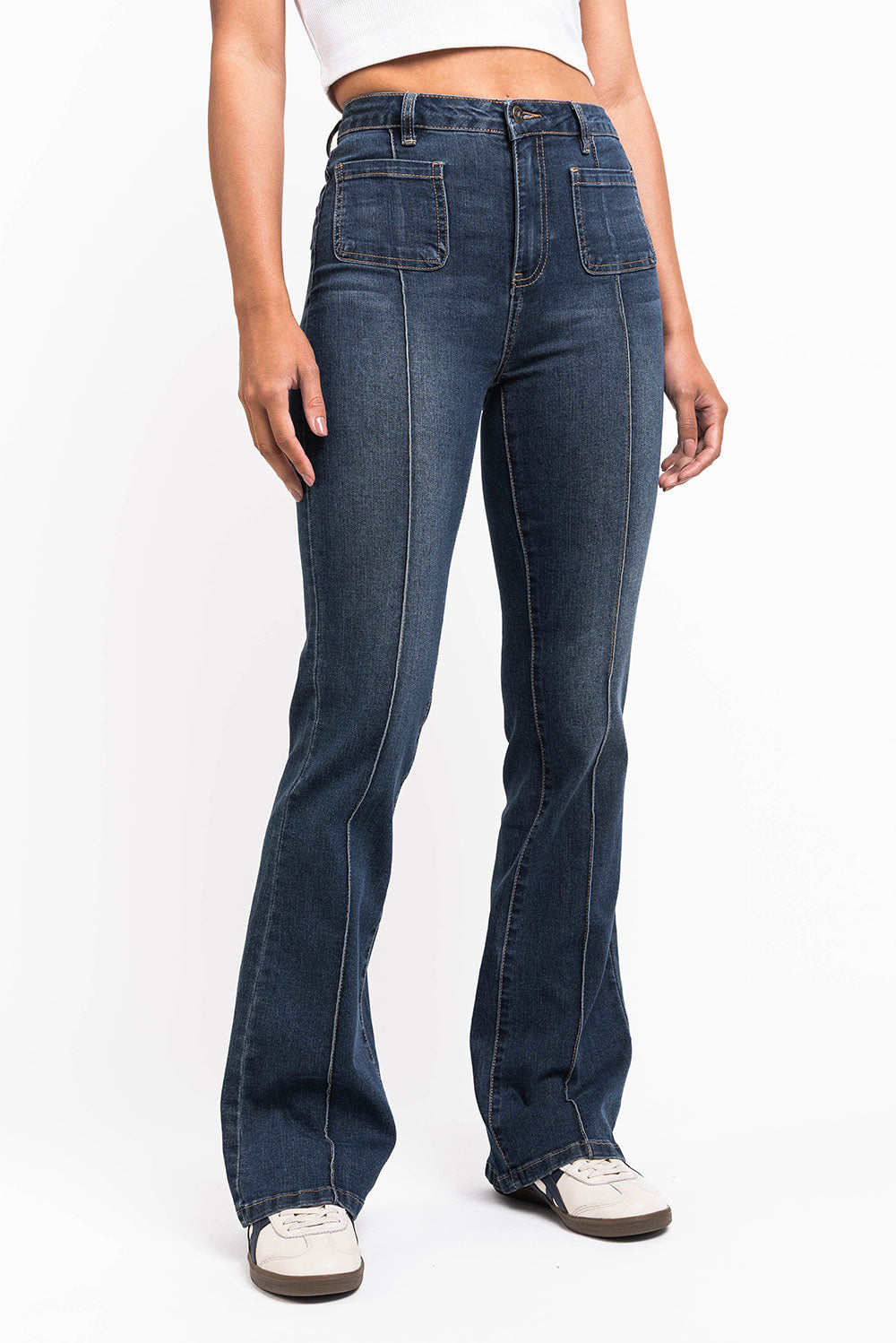 Damjeans Med Hög Midja Och Bootcut, Fram- Och Bakfickor