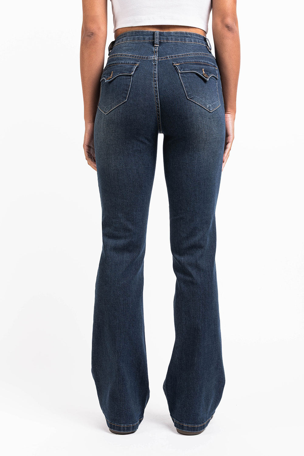 Damjeans Med Hög Midja Och Bootcut, Fram- Och Bakfickor