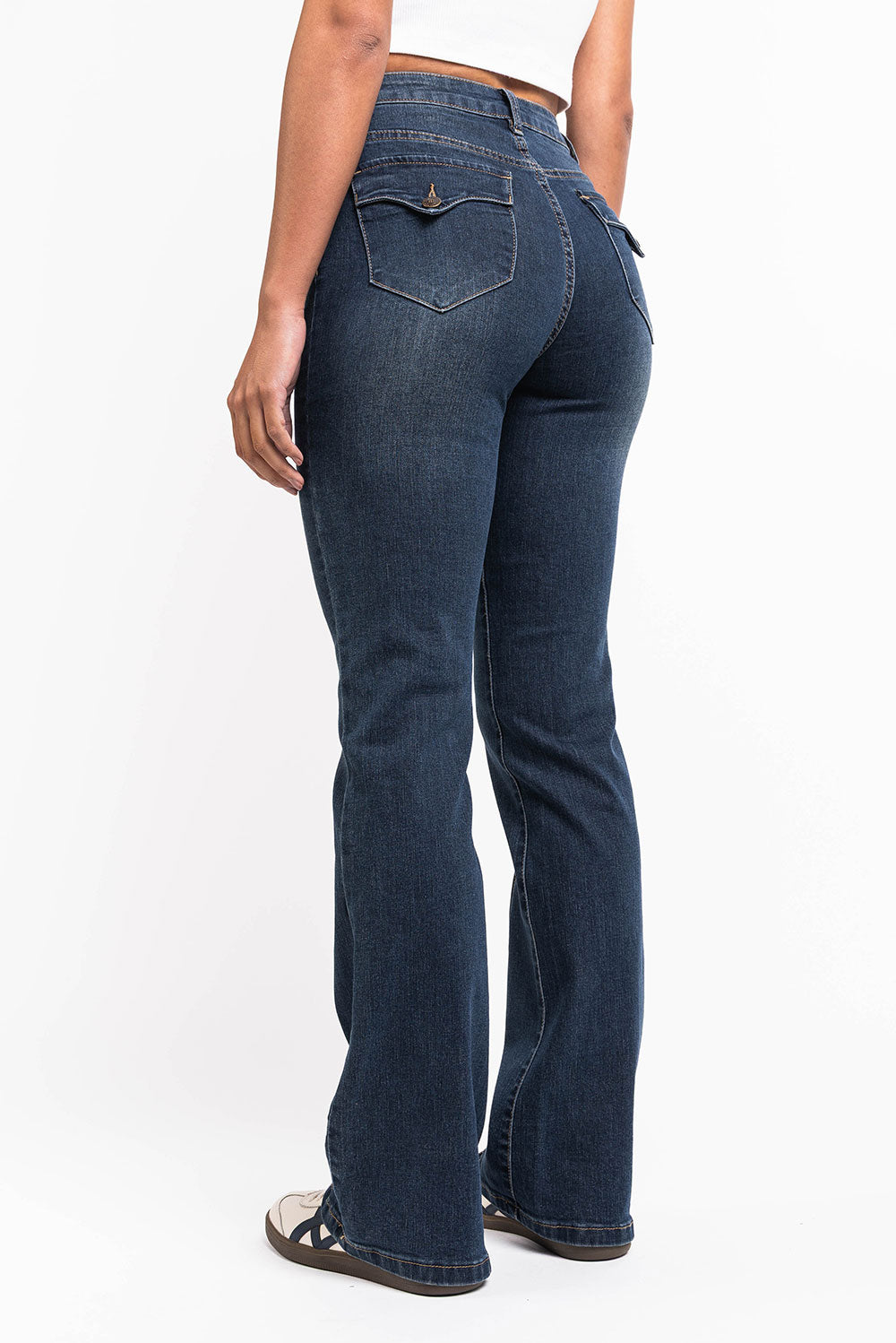 Damjeans Med Hög Midja Och Bootcut, Fram- Och Bakfickor