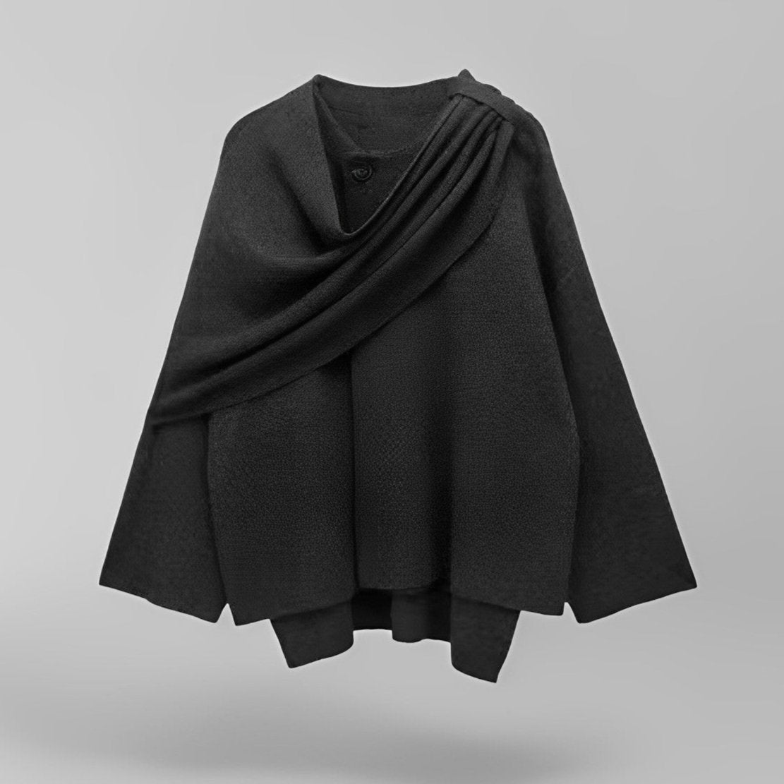 Damvinterkappa Med Asymmetrisk Design Och Draperad Passform