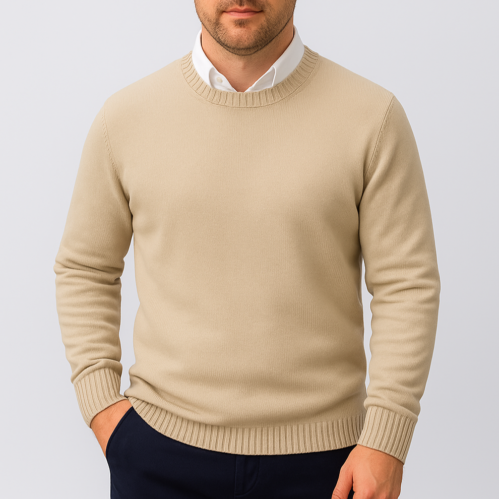 Herrtröja Slim Fit Rund Hals Ribbstickade Mudder