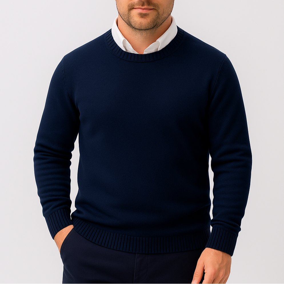 Herrtröja Slim Fit Rund Hals Ribbstickade Mudder