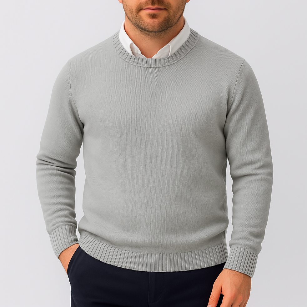 Herrtröja Slim Fit Rund Hals Ribbstickade Mudder