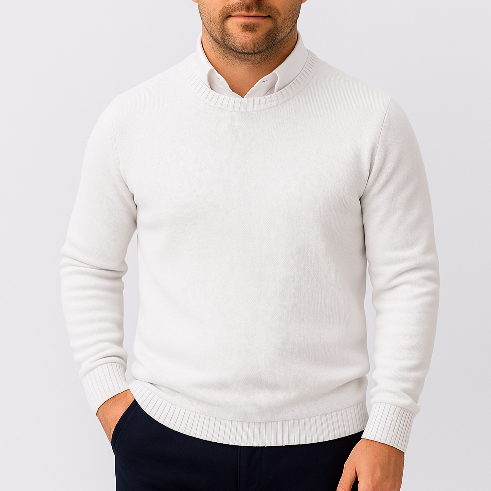 Herrtröja Slim Fit Rund Hals Ribbstickade Mudder