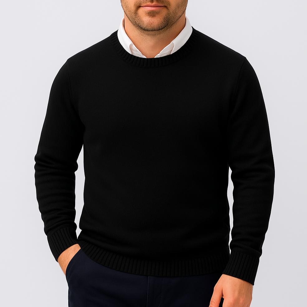 Herrtröja Slim Fit Rund Hals Ribbstickade Mudder