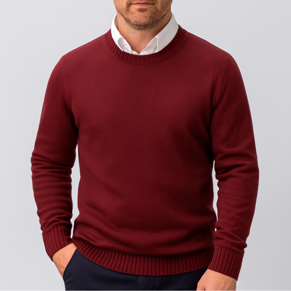 Herrtröja Slim Fit Rund Hals Ribbstickade Mudder