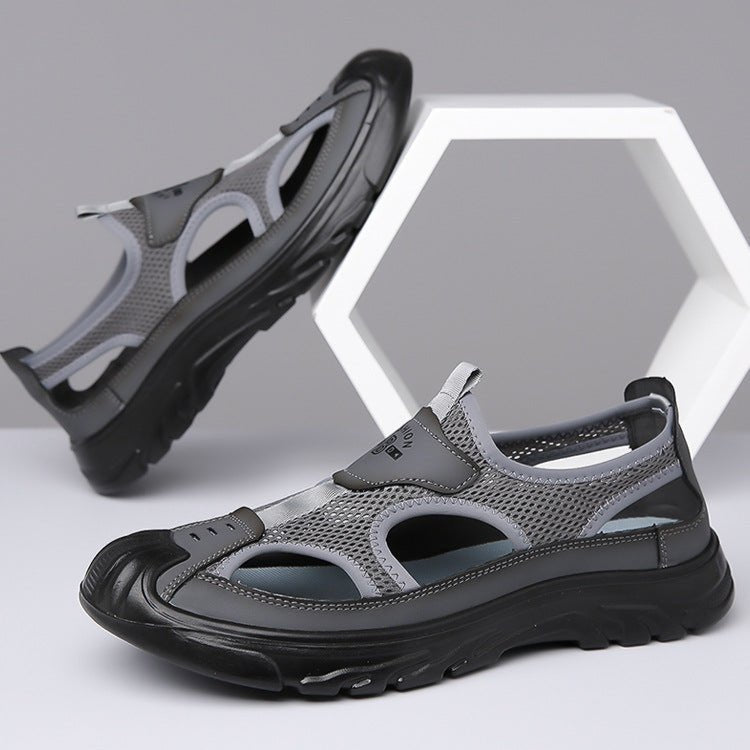Herr Sommar Sandaler Med Andningsbar Mesh Och Halkfri Sula