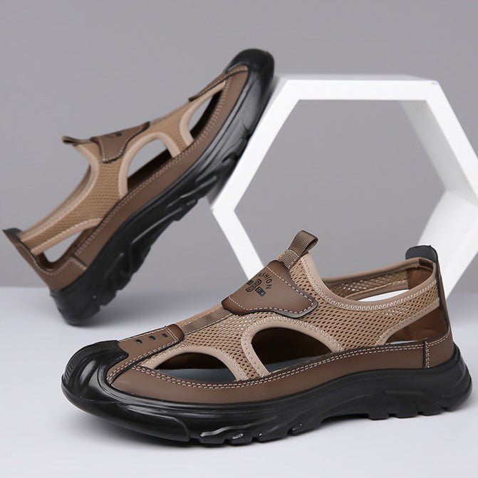 Herr Sommar Sandaler Med Andningsbar Mesh Och Halkfri Sula