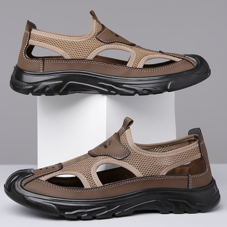 Herr Sommar Sandaler Med Andningsbar Mesh Och Halkfri Sula
