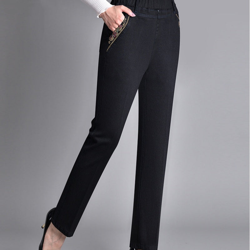 Jeans för Dam med Elastisk Midja och Sidofickor