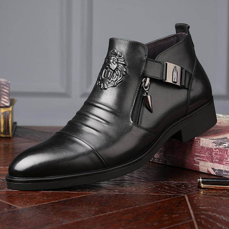 Herr Ankelboots Med Dubbel Sidodragkedja Och Spetsig Tå