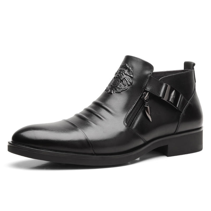 Herr Ankelboots Med Dubbel Sidodragkedja Och Spetsig Tå