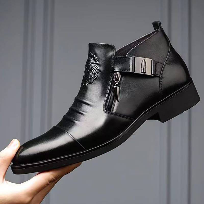Herr Ankelboots Med Dubbel Sidodragkedja Och Spetsig Tå