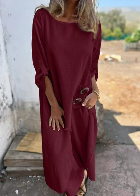 Sommarset Med Två Delar För Kvinnor, Klänning Och Byxor, Lös Passform