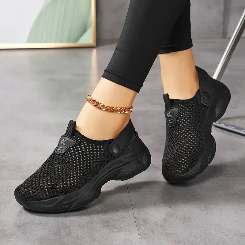 Dam Sommar Mesh Sneakers Justerbar Spänne Andningsbara Lätta Promenadskor