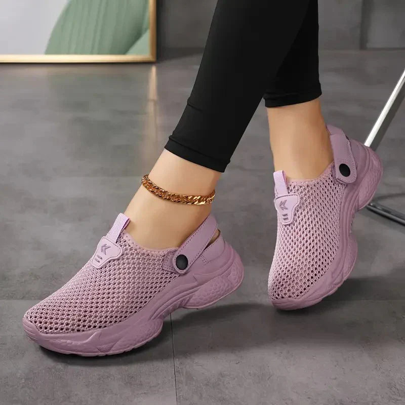 Dam Sommar Mesh Sneakers Justerbar Spänne Andningsbara Lätta Promenadskor
