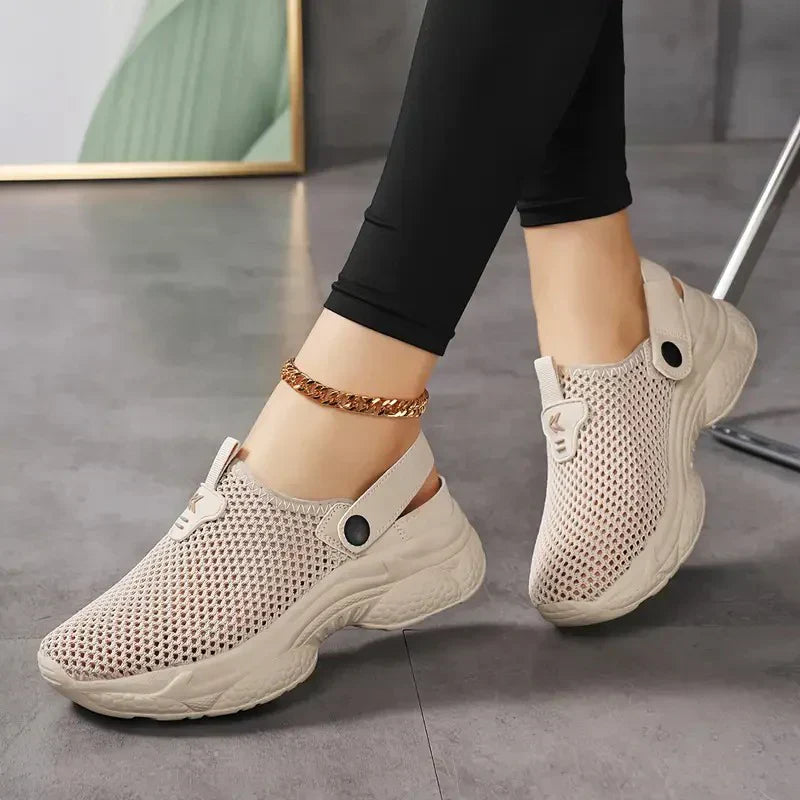 Dam Sommar Mesh Sneakers Justerbar Spänne Andningsbara Lätta Promenadskor