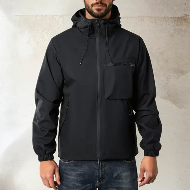 Herr Outdoorjacka med Flera Fickor och Lös Passform