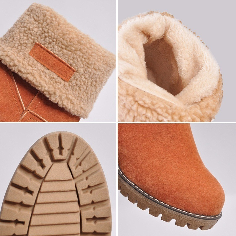 Vinterstövlar För Kvinnor, Isolerade, Låg Klack, Slip-On, Svarta