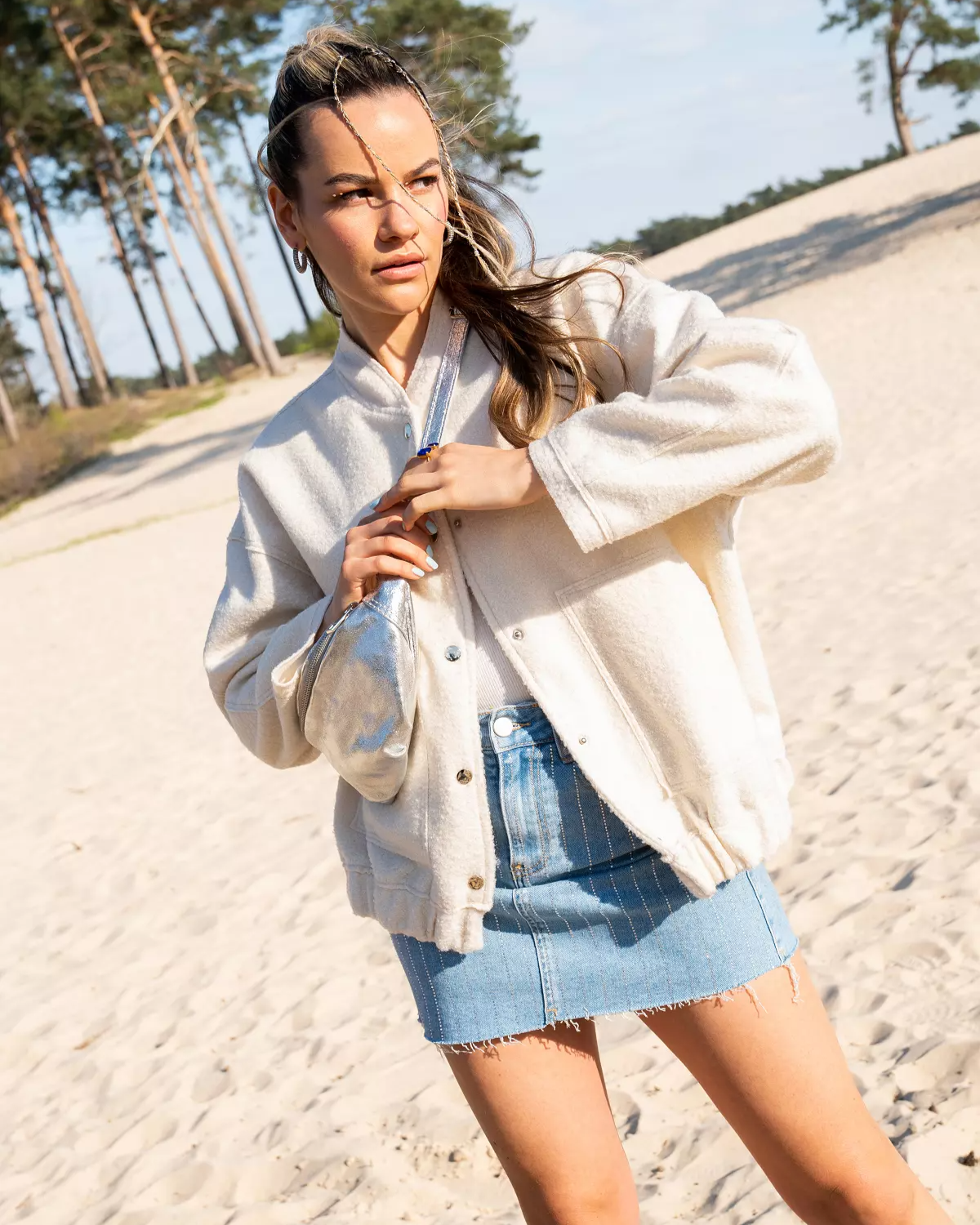 Dam Vår Bomberjacka Oversized Tweed Design