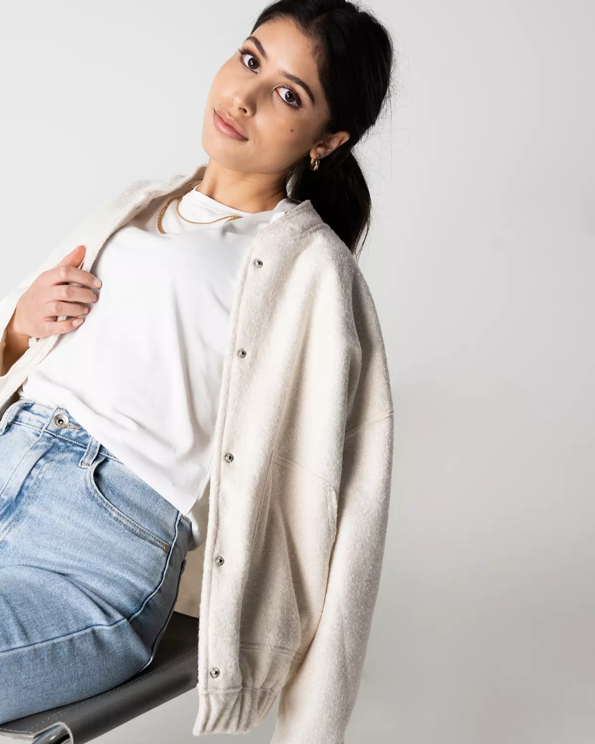 Dam Vår Bomberjacka Oversized Tweed Design