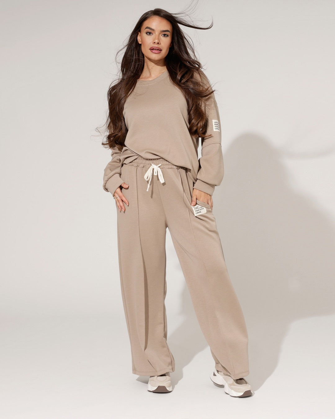 Loungewear-set för Dam med Lös Tröja och Vida Byxor
