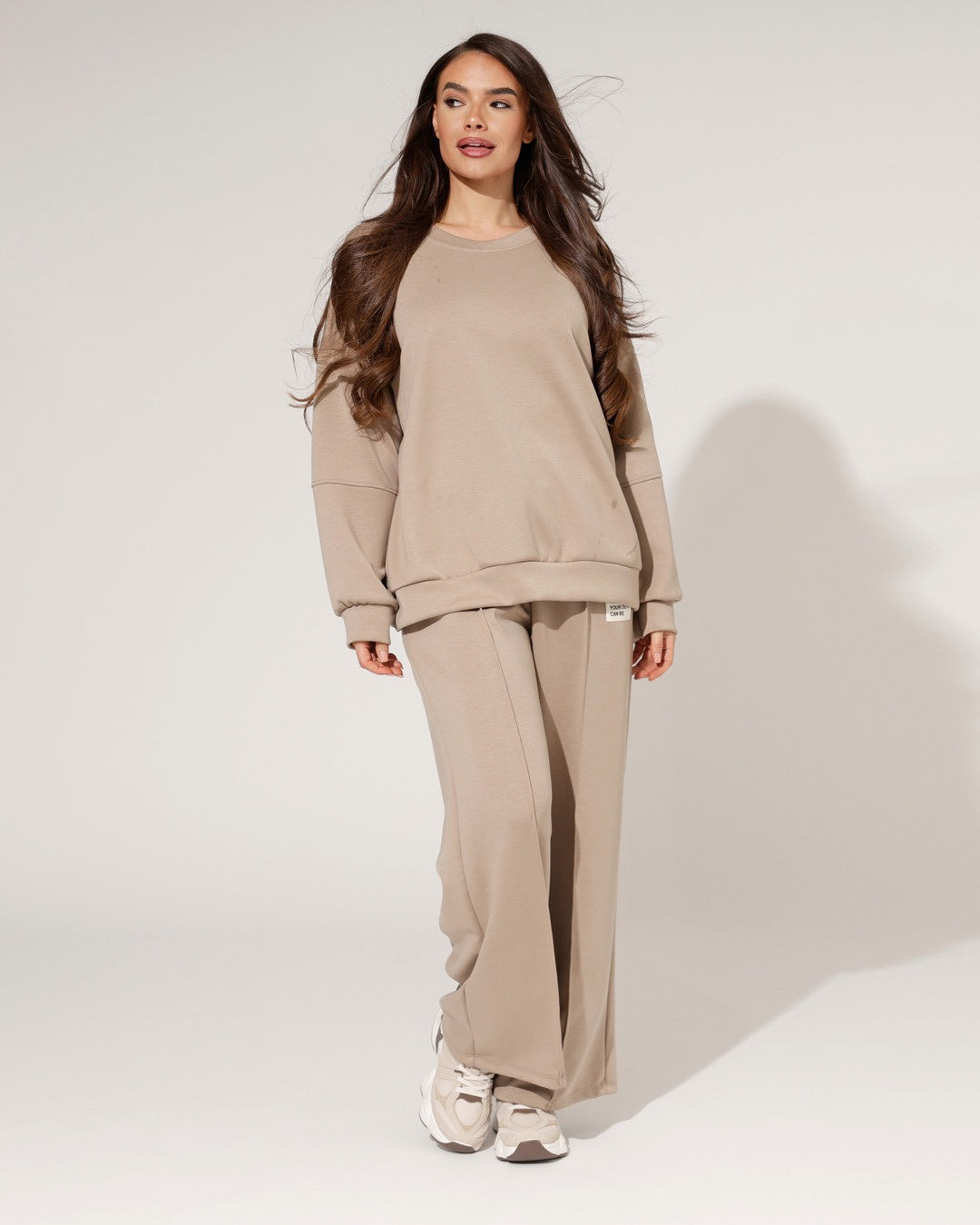 Loungewear-set för Dam med Lös Tröja och Vida Byxor