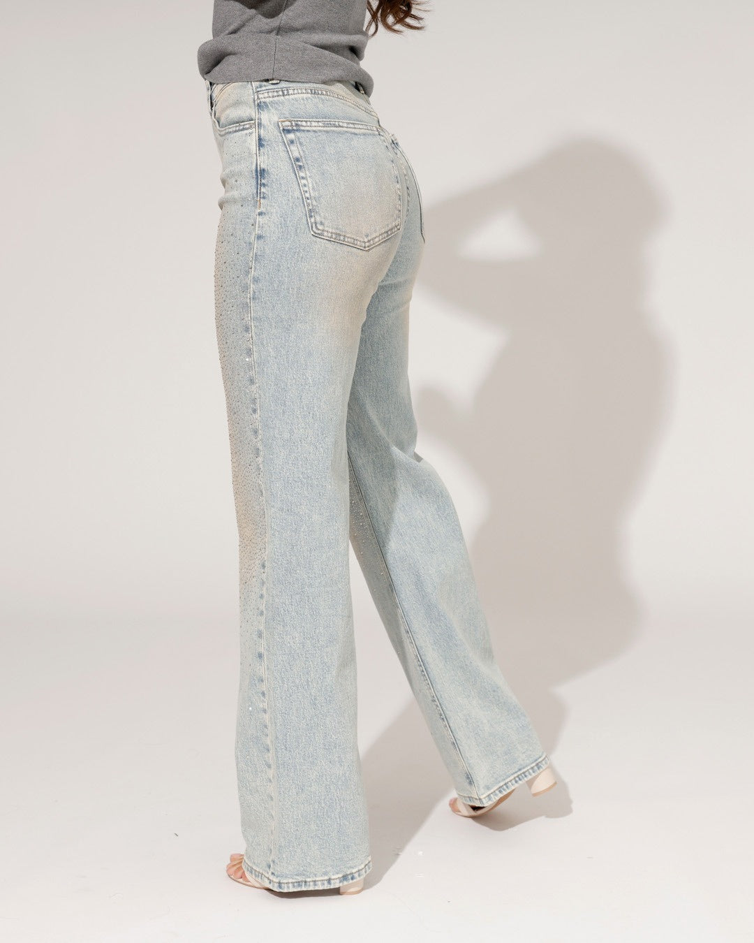Jeans för Dam med Vida Raka Ben i Blått