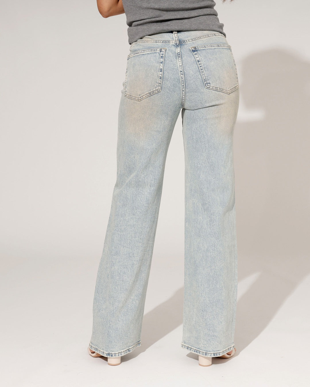 Jeans för Dam med Vida Raka Ben i Blått