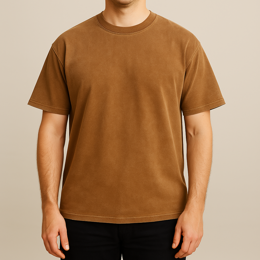 Herr T-shirt Rak Passform med Vintage-tvättad Yta