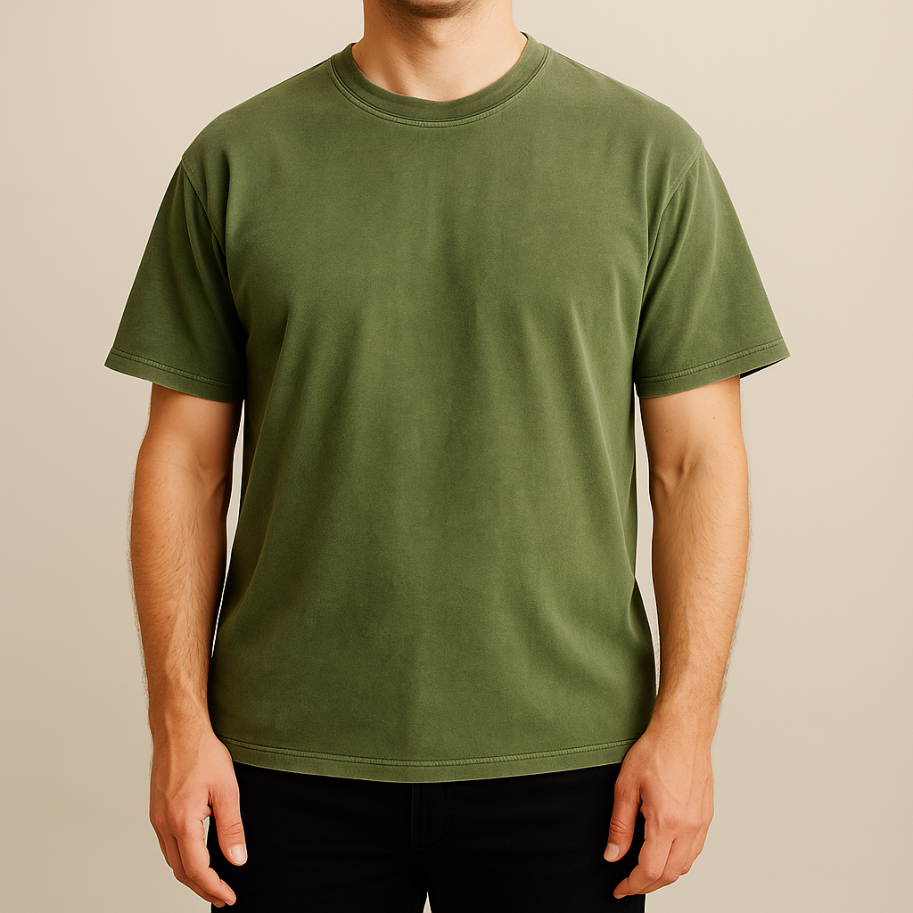 Herr T-shirt Rak Passform med Vintage-tvättad Yta