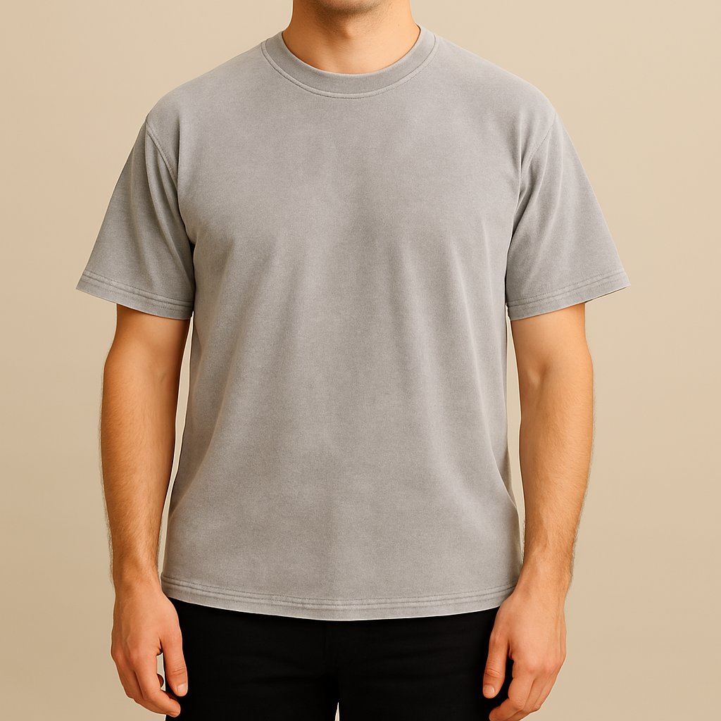 Herr T-shirt Rak Passform med Vintage-tvättad Yta