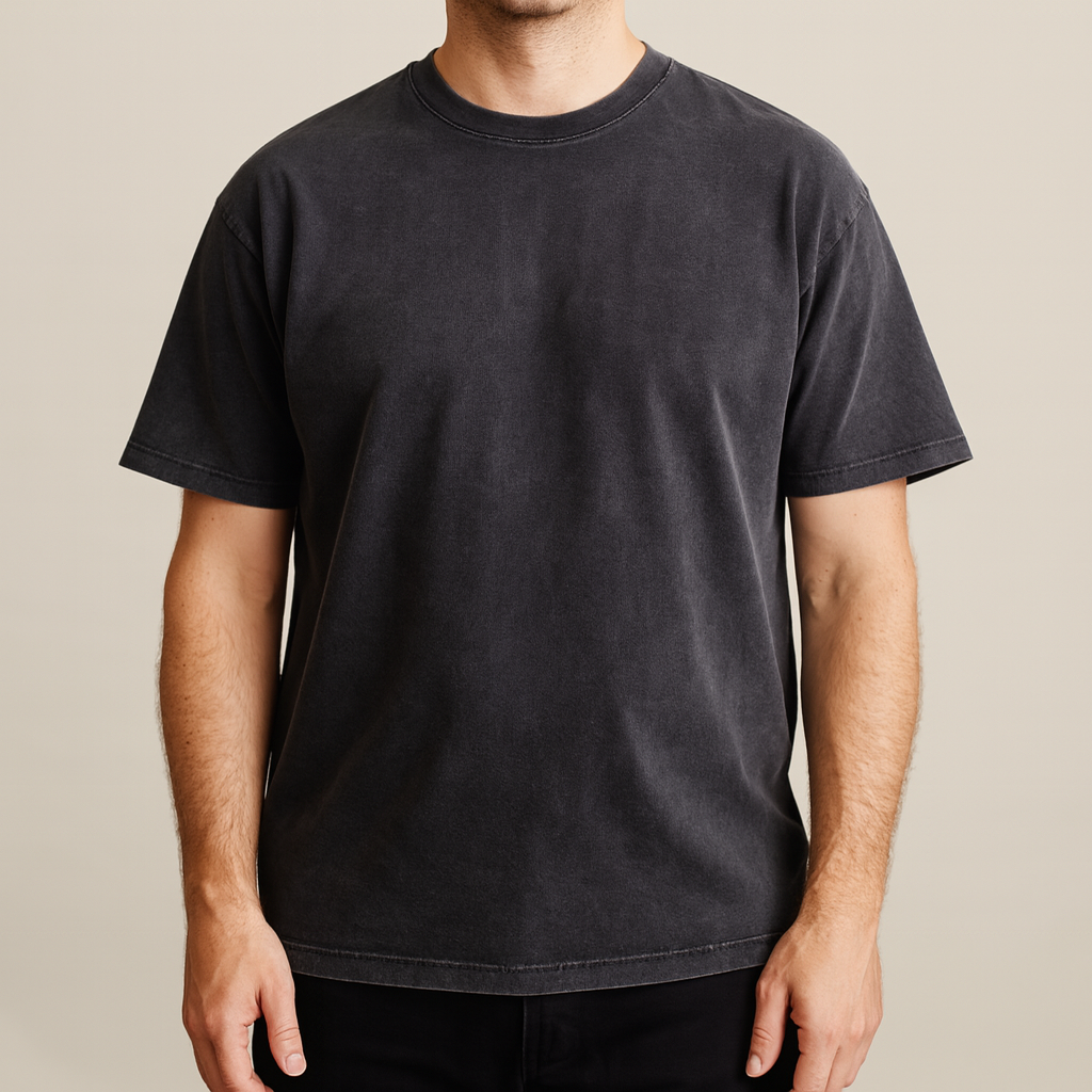 Herr T-shirt Rak Passform med Vintage-tvättad Yta