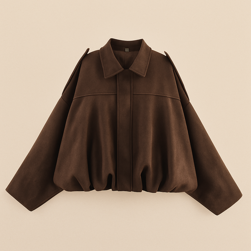 Dam Höst Bomberjacka med Oversized Passform, Croppad Längd och Dragkedja