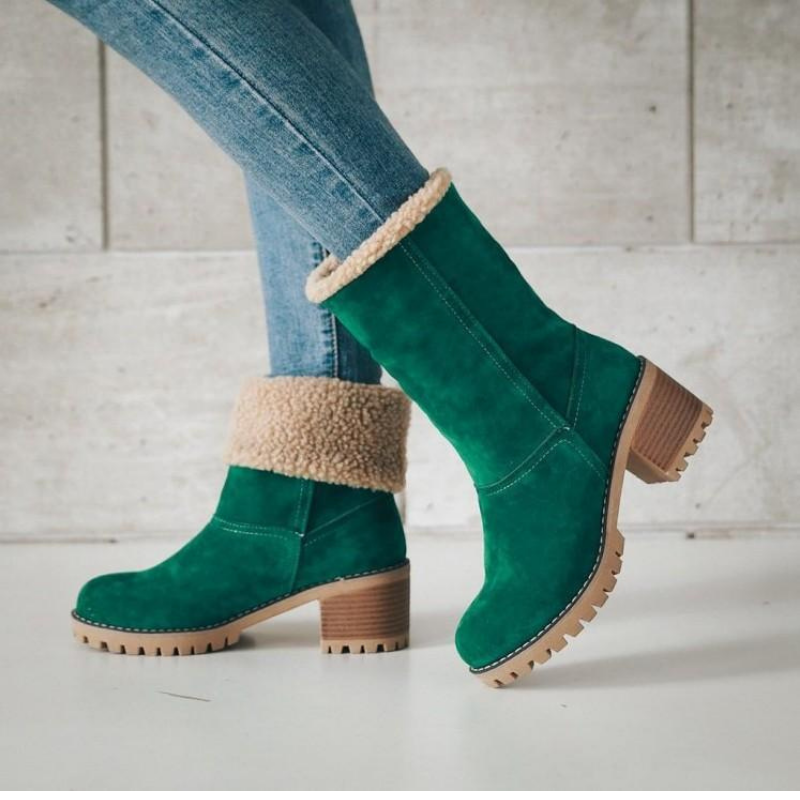 Vinterstövlar För Kvinnor, Isolerade, Låg Klack, Slip-On, Svarta