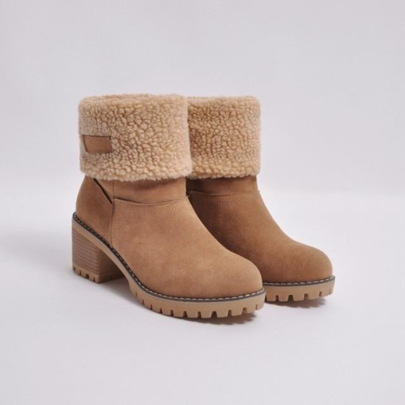 Vinterstövlar För Kvinnor, Isolerade, Låg Klack, Slip-On, Svarta