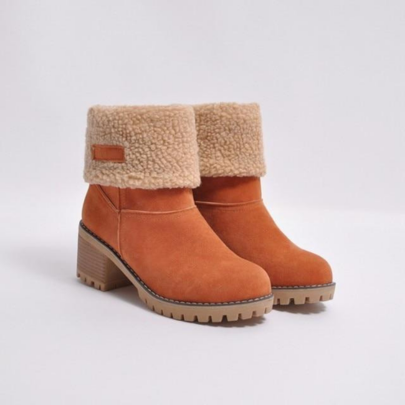 Vinterstövlar För Kvinnor, Isolerade, Låg Klack, Slip-On, Svarta