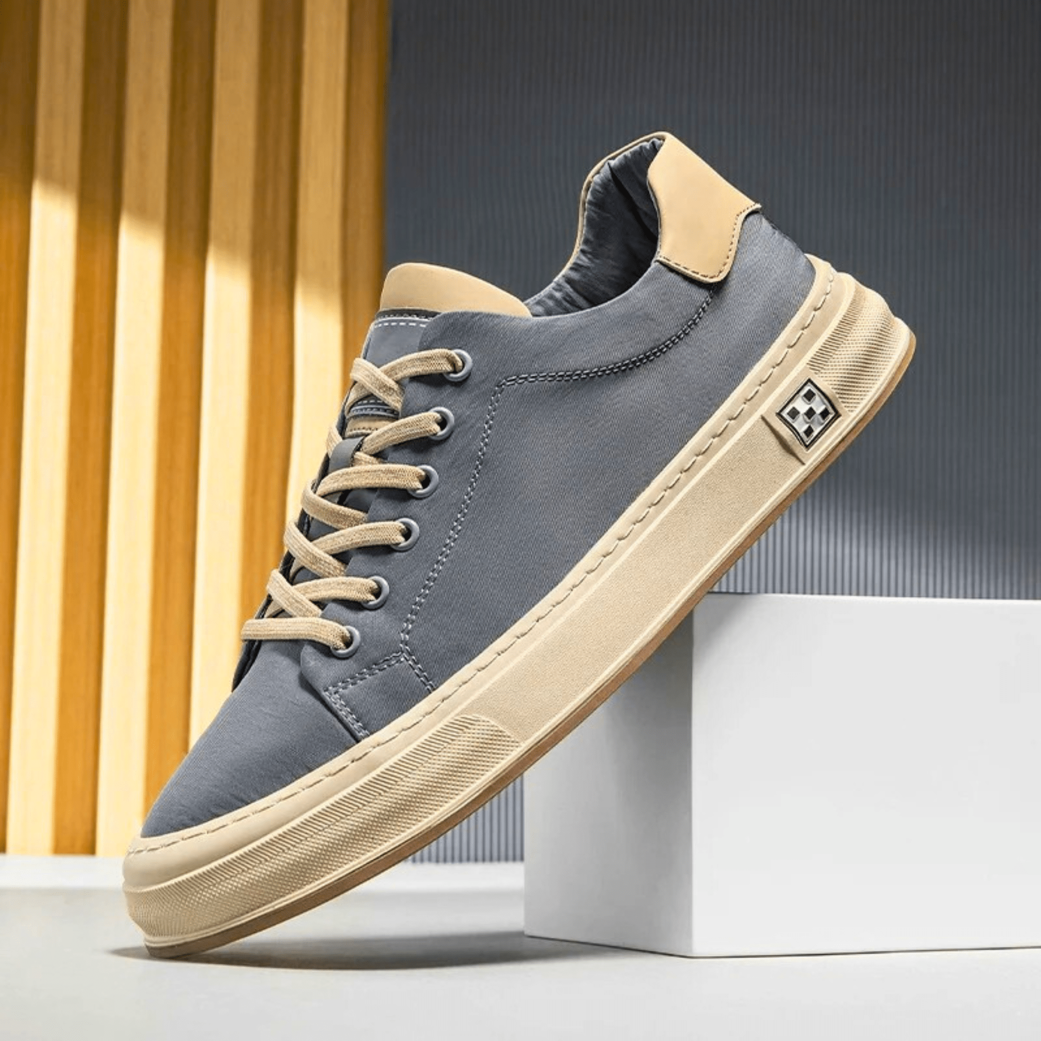 Herrsneakers Med Låga Snitt, Andningsbara, Lätta Och Vadderade Innersula