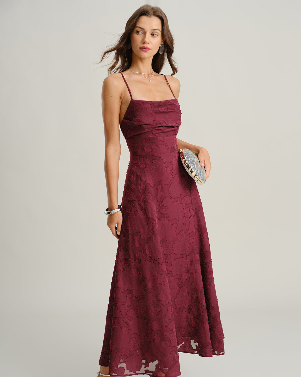 Kvinnors maxiklänning A-linje Draperad ringning Spaghettiband Blommigt mönster